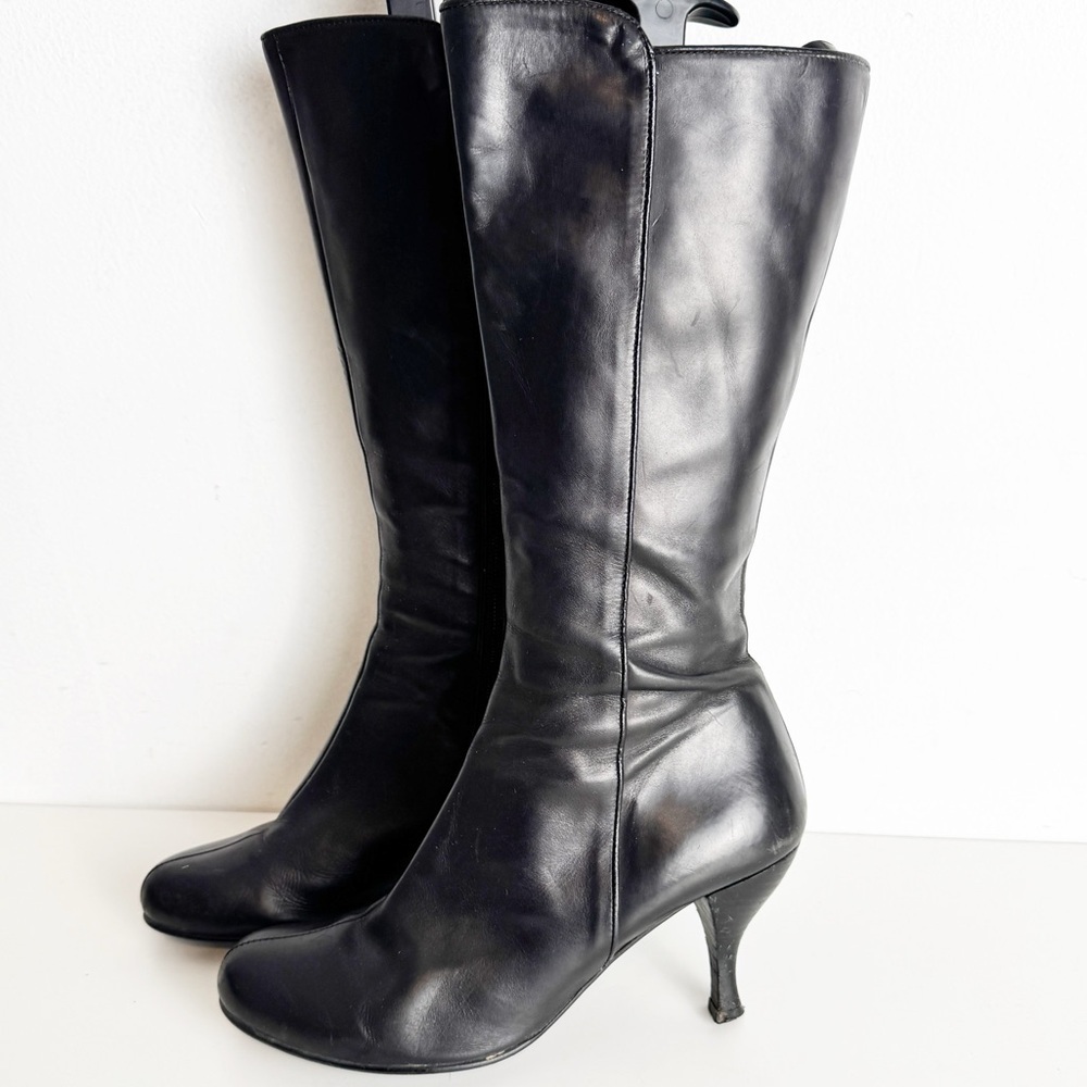 Vintage Pepe Castell Black Leather Knee-High Boots size 39 - Picture 3 of 7